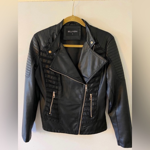 Bellivera Women’s Black Faux Leather Jacket Size Small - Picture 1 of 2